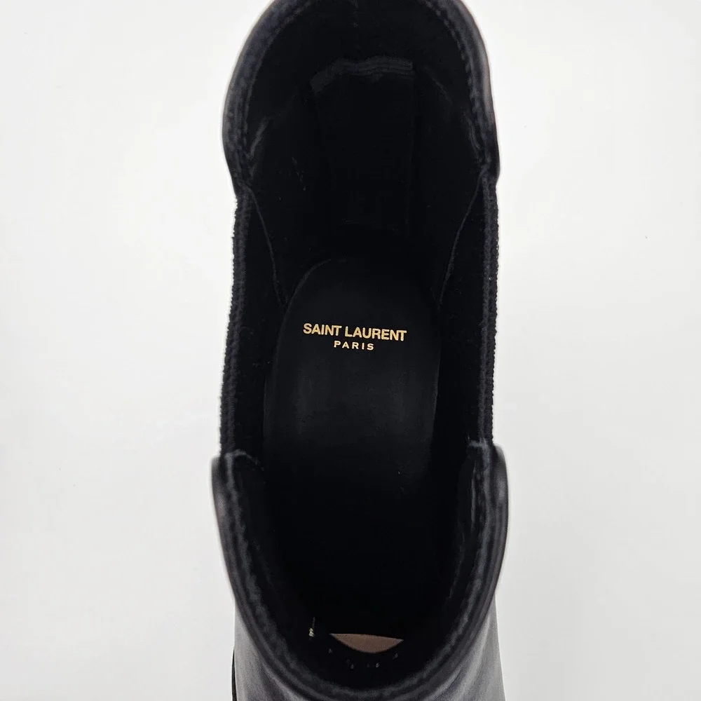 Saint Laurent Paris YSL Wyatt 30 Chelsea Boots Leather Nero Black U.S 9  EU 42